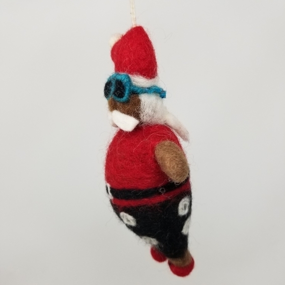Felted Wool Cool Dressed Santa Holiday Christmas Tree Ornament Sunglasses Hippie - Picture 4 of 10